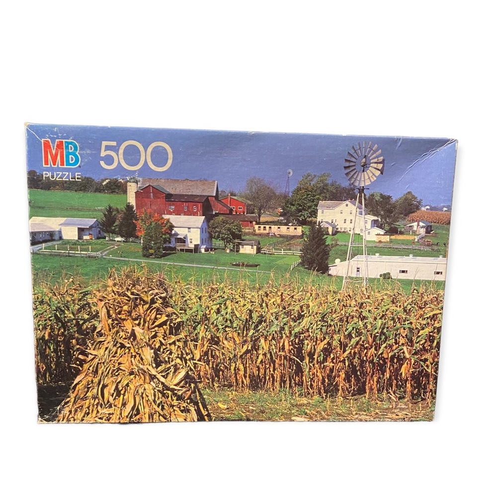 NEW MB 500 Piece Jigsaw Puzzle Farm and Cornfield